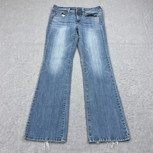 VTG American Eagle Original Boot Jeans Womens 8 Blue Low Rise Denim Fade Whisker